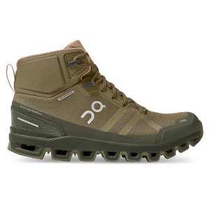 On Running Cloudrock Waterproof Women's Hiking Boots Olive | 153928_SG