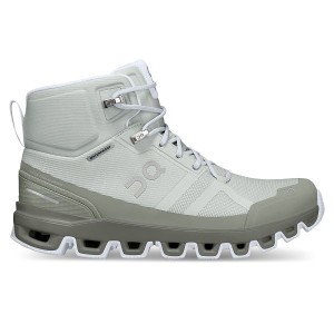 On Running Cloudrock Waterproof Women's Hiking Boots Grey / Green | 4273019_SG